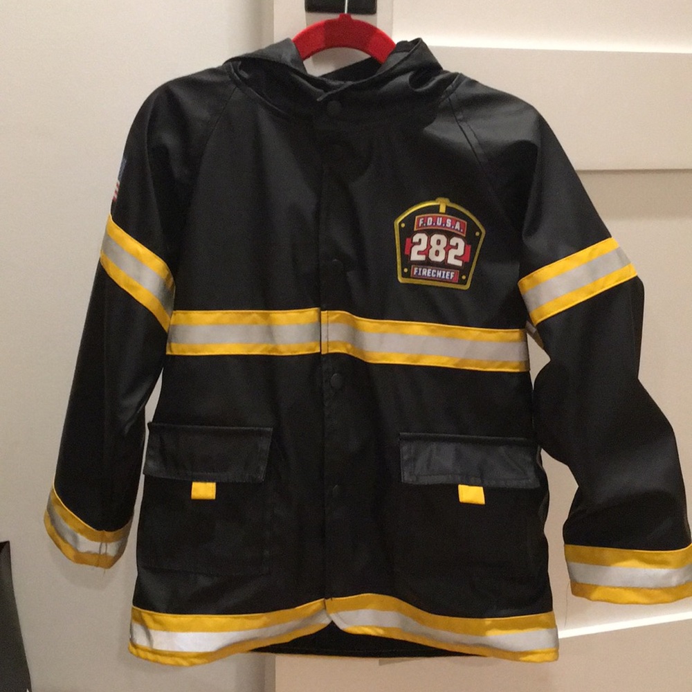 Boys size 5 fireman raincoat.